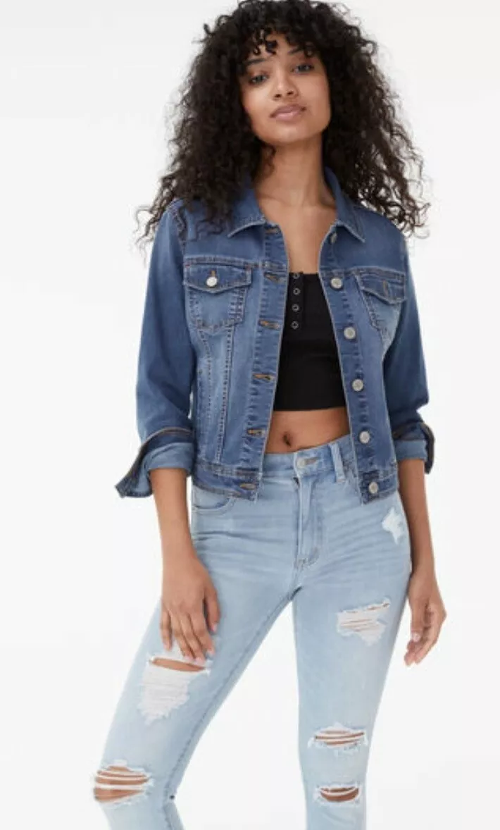 AEROPOSTALE Denim Jean Jacket Medium Wash Size Large 100 Cotton