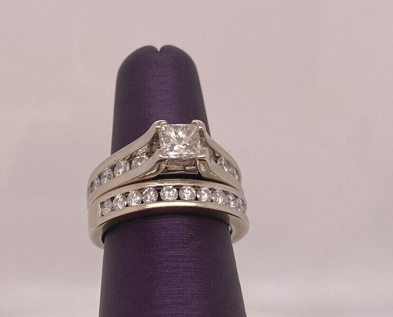 Princess Cut Channel Set Engagement & Wedding Band 1.0cttw  Size 5