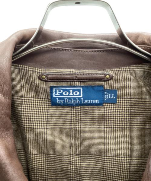 Polo Ralph Lauren giacca pelle biker pelle di agnello pony marrone uomo taglia LL