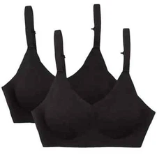 Member's Mark Ladies 2 Pack Bonded Adjustable Bralette Size XXL Black