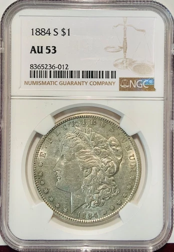 1884 S Morgan Silver Dollar NGC AU 53 FREE SHIPPING