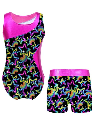 Kid Girls Print Ballet Dance Suit Leotard with Boxer Shorts Gymnastics Unitards - 第 53/62 張圖片