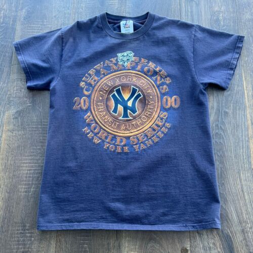 Vtg NY Yankees 2000 World Series Champions Ring Shirt Logo Athletic Med Supreme