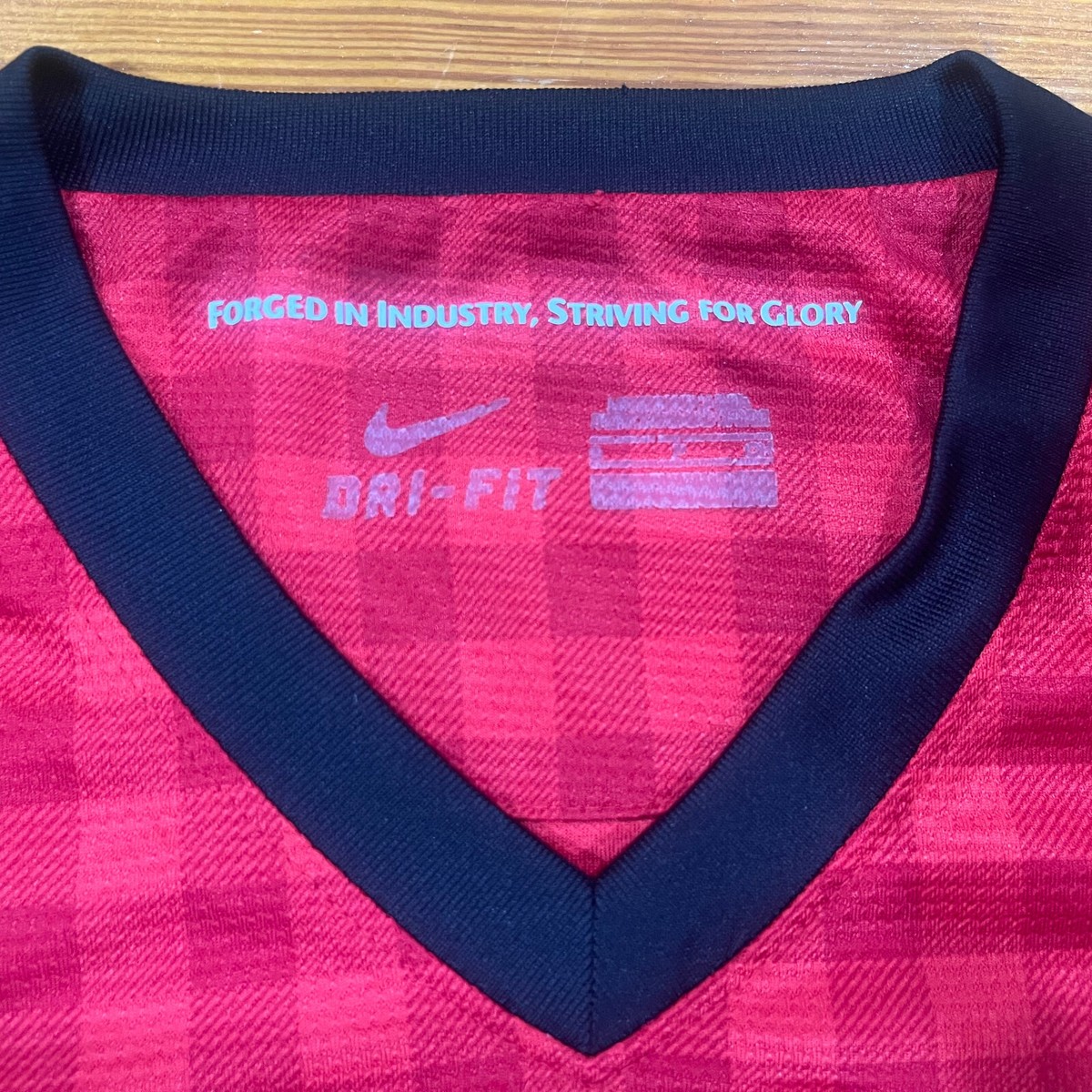 Nike Manchester United Dri-Fit Jersey Red Checkered Patch Men's
