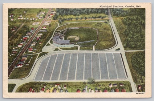 1940s Omaha, Nebraska - Municipal Baseball Stadium - Ball Park Unposted Postcard