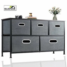 Chest of Fabric 5-Drawers Dresser Furniture Bedroom Storage Organizer Unit US