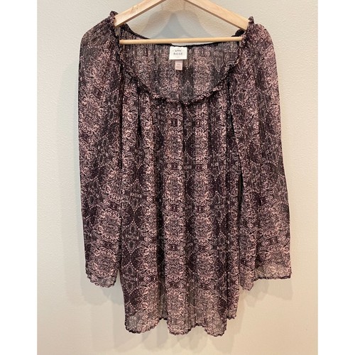 Knox Rose Damen Pullover Bauernbluse XL transparent Langarm Boho Prärie