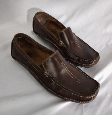 Clarks England Brown Leather Slip-On Driving Moccasins Mens Shoes US Size 9.5 W Clarks Driving Moccasin Men main image 4