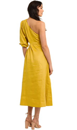 NICHOLAS Crissa Midi Dress in Limeade Yellow Size 14 AU RRP 395 WITH DEFECTS - Picture 3 of 9