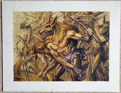 Magic the Gathering MTG Original art painting OUPHE VANDALS Tom Baxa FIFTH DAWN