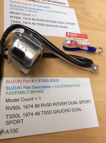 SUZUKI A100 RV90 TS50 NOS LEVER SWITCH ASSEMBLY BRAKE WIRING PT57300-20625 NEW - Picture 6 of 12