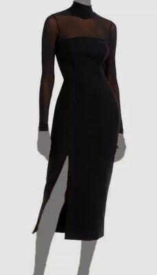 $496 Cinq à Sept Women's Black Ivanna Mock-Neck Midi-Dress Size 0