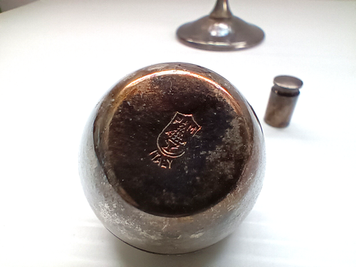 Antique PM Italy Silverplate Brandy Warmer Snifter 10" Vintage Bar Cognac Wine - Picture 4 of 5