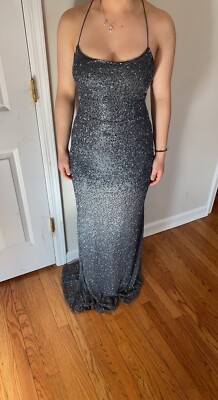 PRIMAVERA COUTURE black SEQUIN FORMAL MAXI DRESS size 6