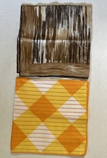 2 Vtg Glentex Orange and Yellow Geometric and Brown Stripe Made In Japan Scarf