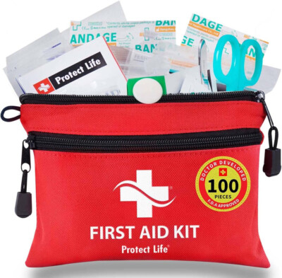 100pcs Protect Life First Aid Kit for Home/Business, HSA/FSA Eligible Emergency