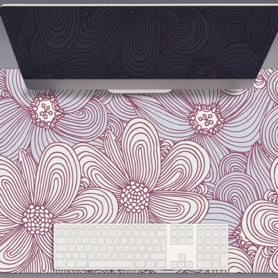 Schreibtischmatte Schreibunterlage rutschfest Doodle Blumen 90x45