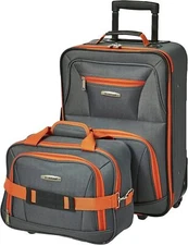 2 Pcs Rolling Expandable Softside Upright Luggage Lightweight Travel Charcoal US