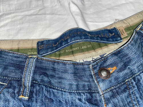 DrunknMunky Vaqueros Pesados Talla 34W Pierna Recta Rojo Detalle Excelente Estado - Imagen 5 de 15