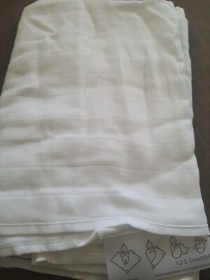 Swaddle Designs Solid White Baby Swaddle Blanket Muslin Cotton New No Tags