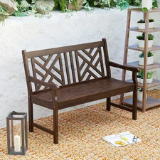 Outdoor Bench Wooden Patio Chairs Garden Seat For Balcony Park Yard Porch Lawn