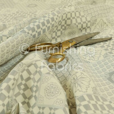Feuerbehandelter leichter Chenille Patchwork silber Polster Möbelstoff