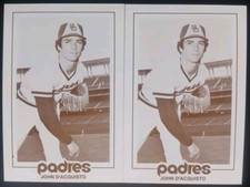1977 SCHEDULE CARDS [2] SAN DIEGO PADRES JOHN D'ACQUISTO NM/MT 04138