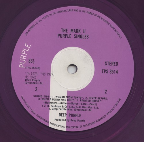 DEEP PURPLE - MARK 2 PURPLE SINGLES. 1979 UK ROCK COMPILATION L.P. PURPLE VINYL - Picture 5 of 5