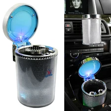 Portable Car Travel Cylinder Ashtray Holder Cup - Colorful LED Light 