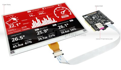 Red 7.5 inch e-Ink Display Arduino Shield,Library 800x480 for ESL 