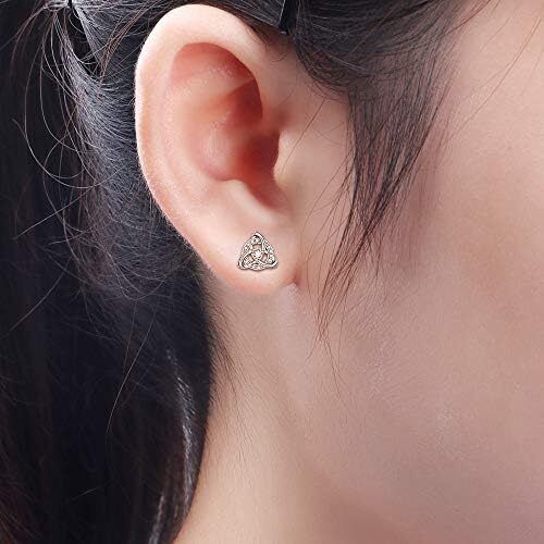 Pendientes de tachuelas Celtic Infinity Trinity 925 astilla de ley 925 regalo irlandés delicado - Imagen 3 de 6