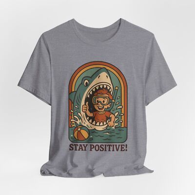 Stay Positive Shirt Funny Shark Graphic Tee Retro Beach Humor Shirt Ocean Vibes