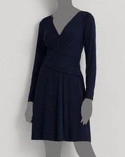 Ralph Lauren Womens Blue Jersey Long-Sleeve Stretch A-Line Dress Size 8