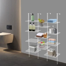 Acrylic Geometric Bookshelf, 4-Tier Clear Bookshelf for Living Room, Bedroom