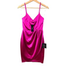 New Lulus Forever Your Girl Magenta Satin Bodycon Dress size XS