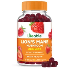 Lifeable Lions Mane Gummies for Adults - Great Tasting - 60 Count