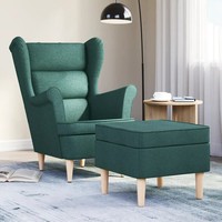 Sessel Mit FußHocker Stoff DunkelgrüN Polstersessel Wohnzimmer Lesesessel