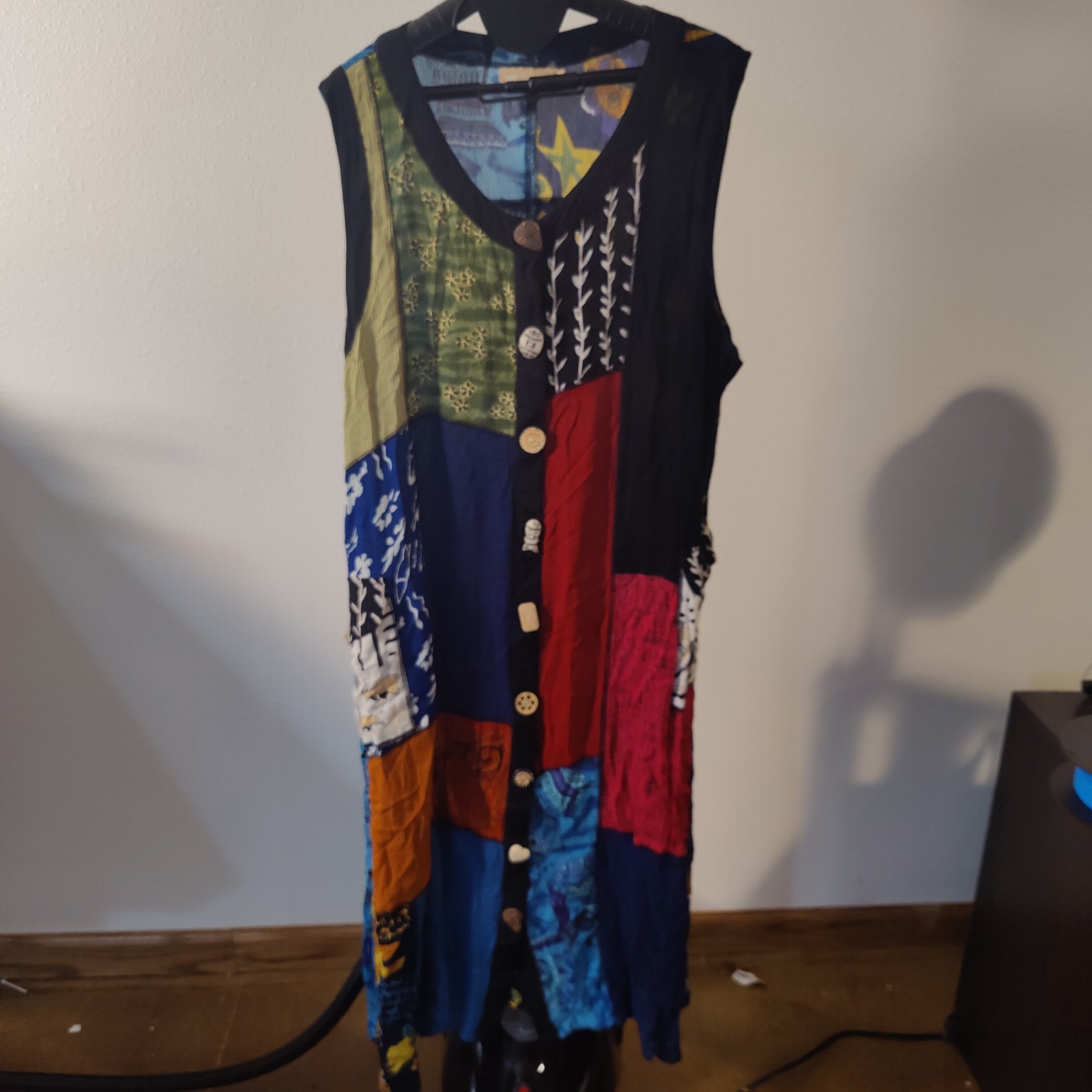 LA Cera patchwork dress with pockets button Up si… - image 2