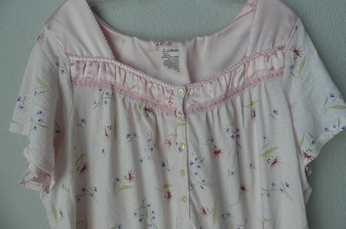 Camisón de algodón floral Secret Treasures 3X manga gorra con abertura ribete satinado para cabaña - Imagen 3 de 9