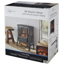 Mainstays 3D Electric Stove Infrared Black Quartz 2 Setting Heater 1500W