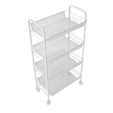 4-Tier Storage Trolley Rolling Cart, Mesh Storage Cart, Mobile Storage Trolley