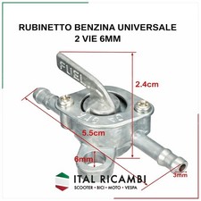 RUBINETTO BENZINA A DUE VIE UNIVERSALE QUAD ATV PIT BIKE MINIMOTO SCOOTER