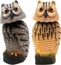 Owl Decoy to Scare Birds Away Scarecrow Fake Owl with Rotating Head 12 Inch Tall