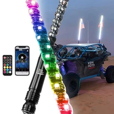 KEMIMOTO Pair 4FT Whip Lights Spiral Antenna for Polaris RZR Can-Am Maverick X3