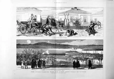 Old Print *3047 1877 Russo-Turkish War Streets Ibraila Cannonading Ship