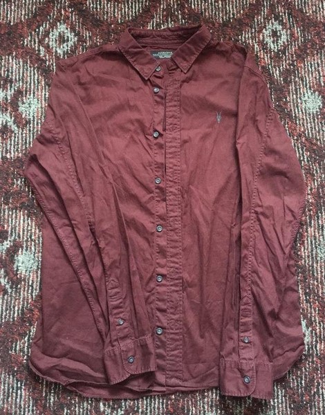 Men AllSaints Shirt Burgundy 38 / M / 46 #4UW0