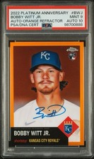 2022 Topps Chrome Platinum Anniversary Bobby Witt Jr Auto Orange #’d 11/25 PSA 9