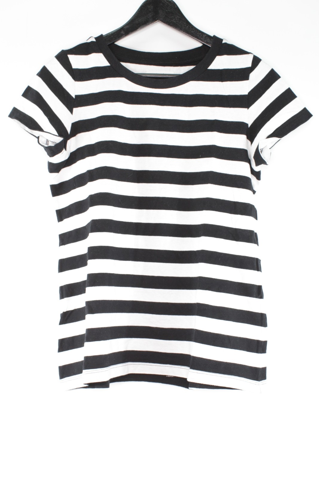 Camiseta mujer Zalando Essentials T. 34 parte superior blanca negra algodón #BR-28