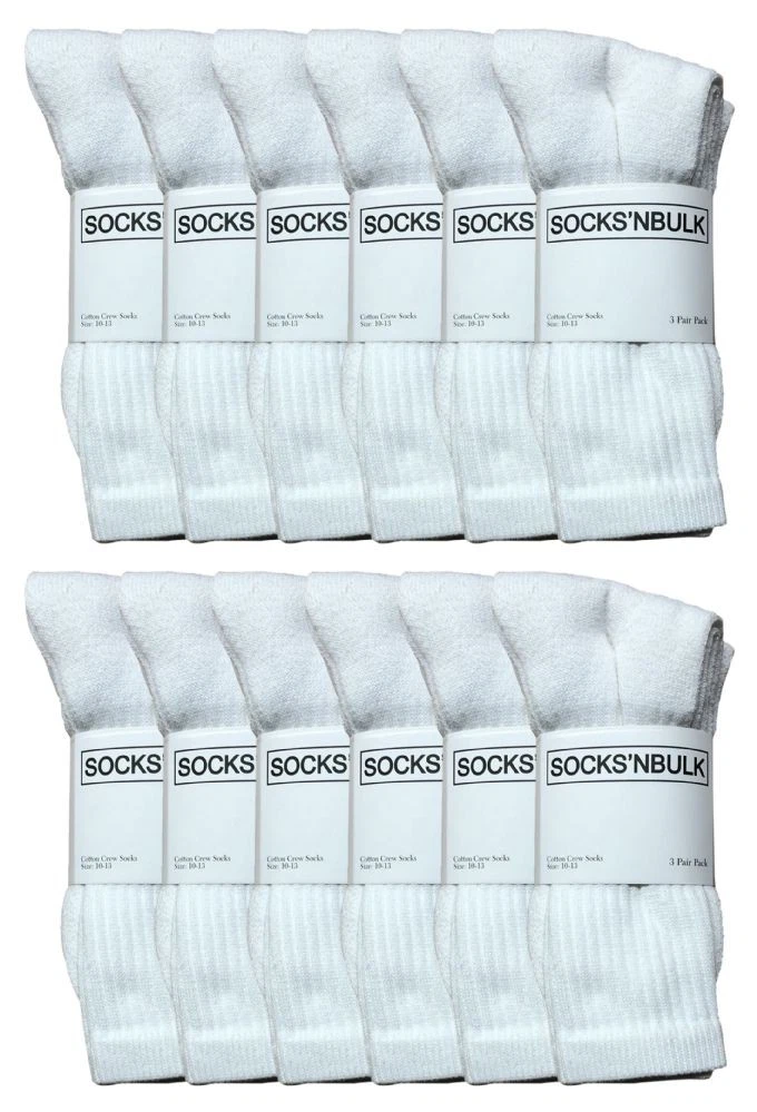 60 PK Yacht & Smith Men Premium Cotton Crew Socks White 10-13 - Men Crew Socks