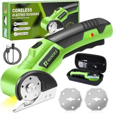 Cordless Electric Scissors Box Cutter 2 Rotary Blades – 4V Duty Rechargeable Car